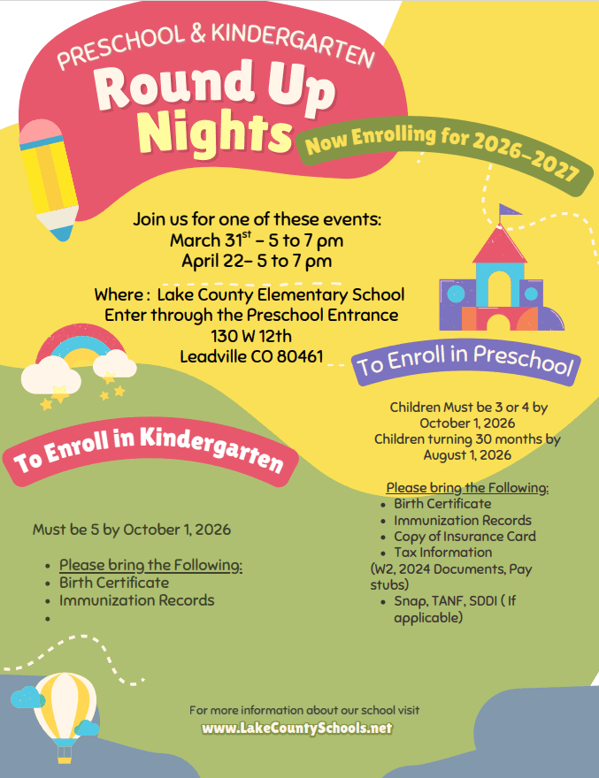 Preschool and Kindergarten Round Up Nights