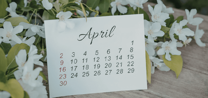 April Calendar with Flowers