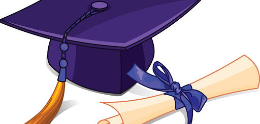 Graduation cap and diploma.