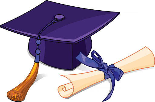 Graduation cap and diploma.
