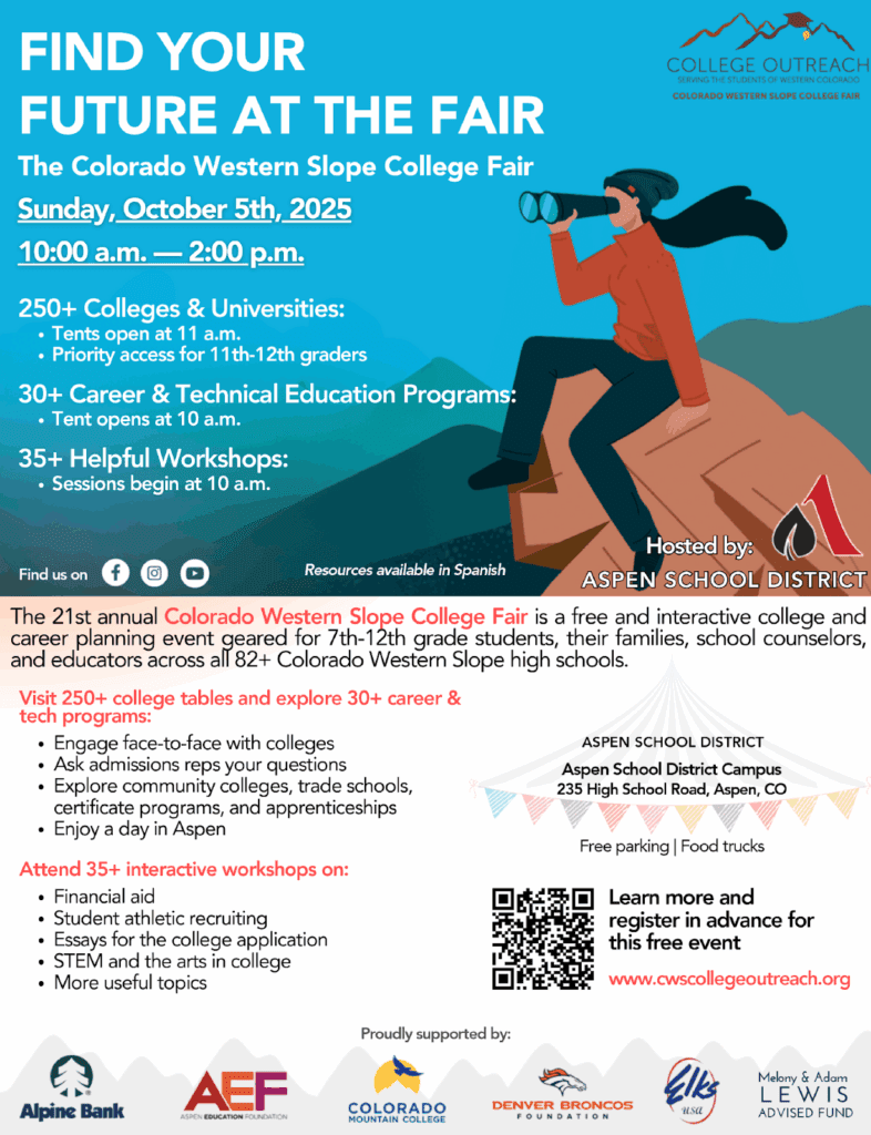Colorado Western Slope College Fair Sunday October 5th 10am to 2pm