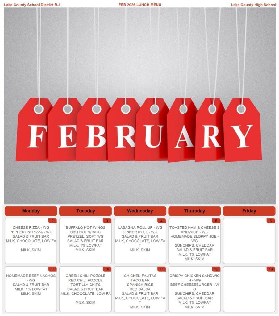 LCHS February Menus