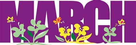 "Purple March" text with flowers in front of the text.