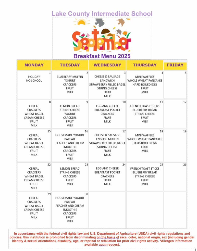 September breakfast menu