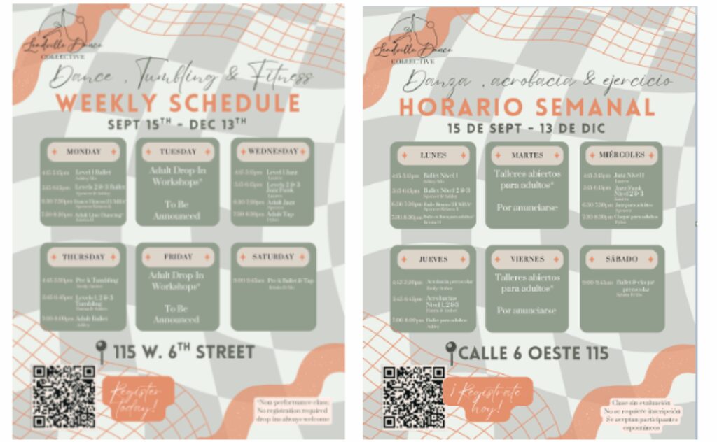 Leadville Dance Collective schedule of classes for September - December 2025 