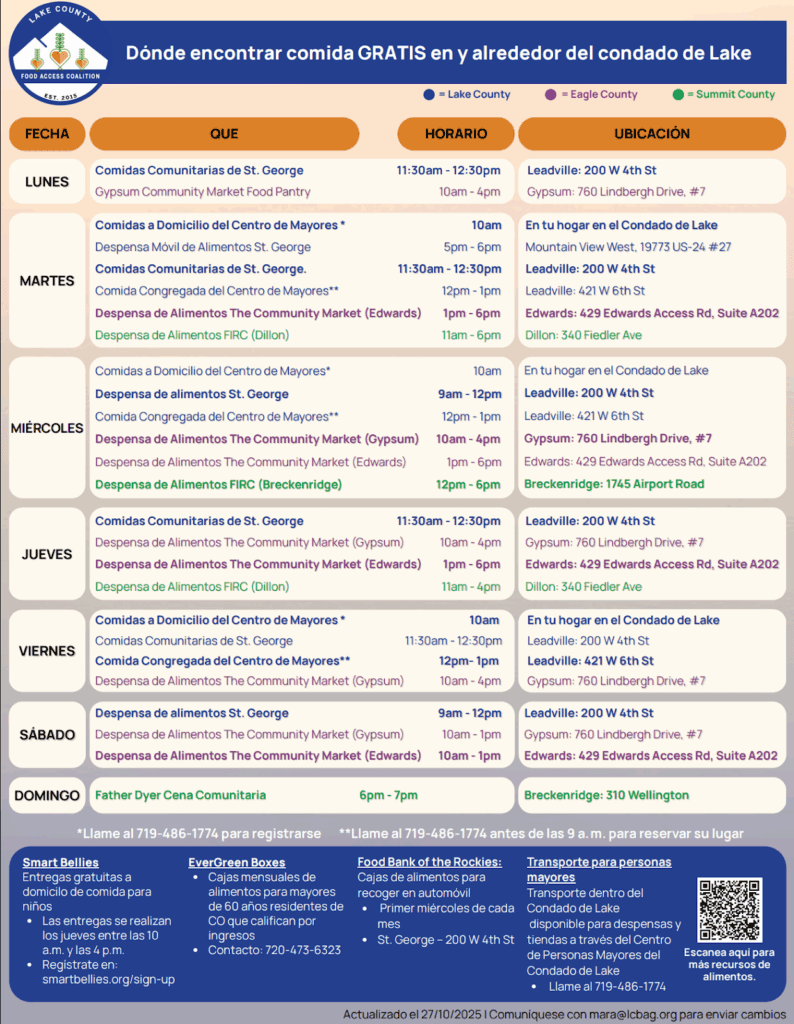 Where to find free food in and around Lake County Spanish flyer