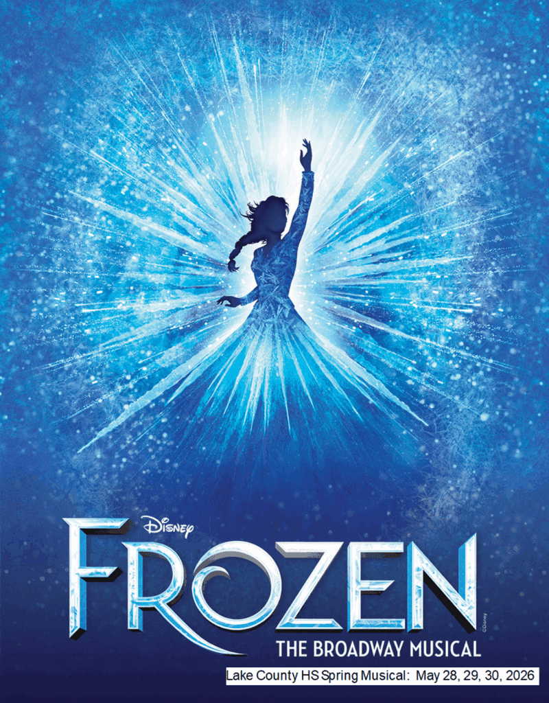 flyer for the LCHS spring musical "Frozen" May 28-30, 2026