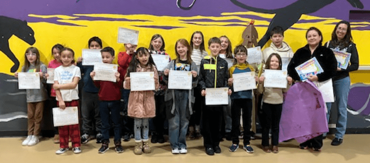 Picture of students who received and award for showing "Collaboration"