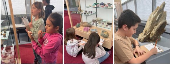 pictures of students learning about rocks and mining at the Leadville Mining Museum
