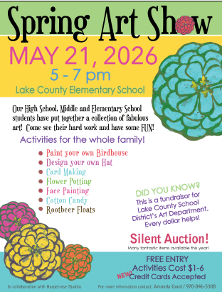 LCSD Spring Art Show May 21, 2026 from 5-7pm at LCES English flyer