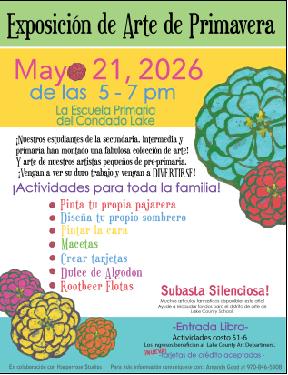 LCSD Spring Art Show May 21, 2026 from 5-7pm at LCES Spanish flyer