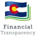 The Colorado flag set behind the text "Financial Transparency."