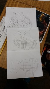 The first three drafts of a scientific drawing of a turtle.