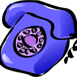 Cartoon depiction of a purple landline telephone.