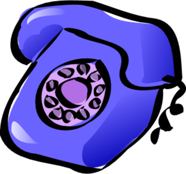 Cartoon depiction of a purple landline telephone.
