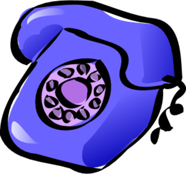 Cartoon depiction of a purple landline telephone.