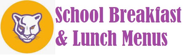 School Panthers Mascot Logo with Text: 'School Breakfast and Lunch Menus'