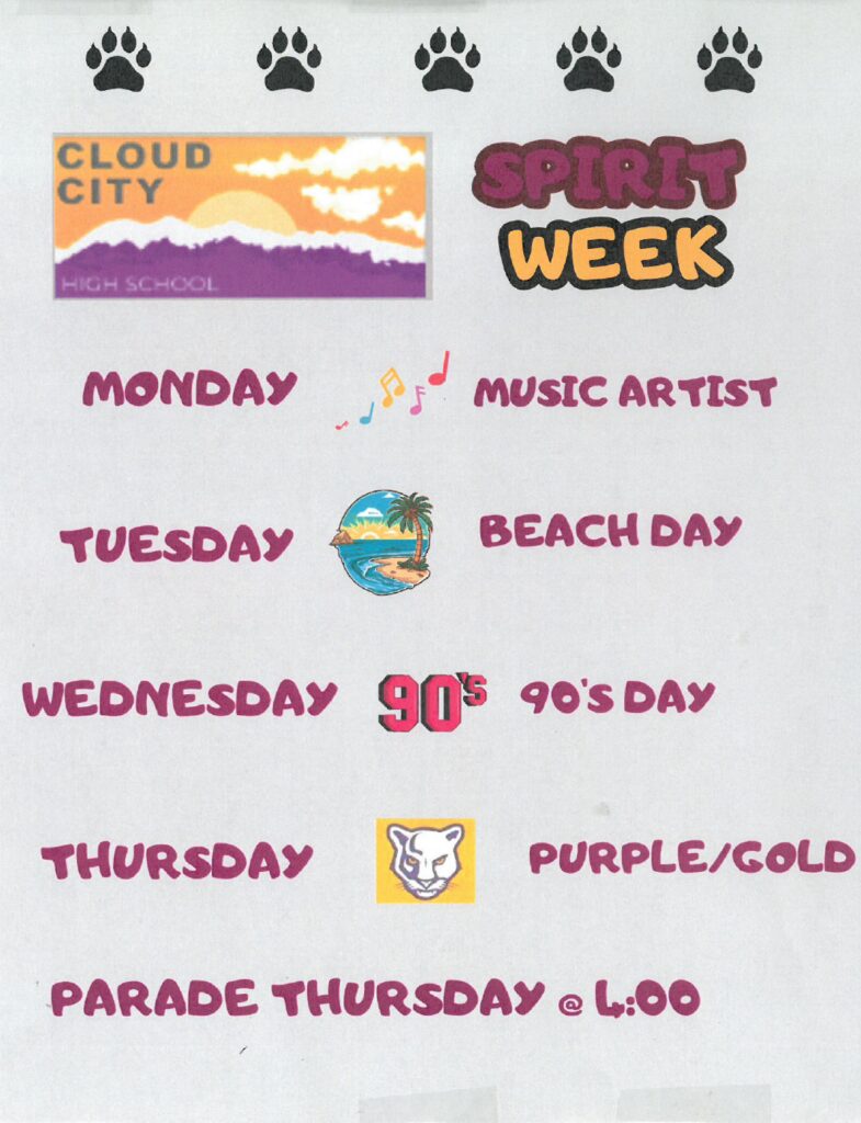 Flier for LCHS and CCHS on how to dress for spirit week. 